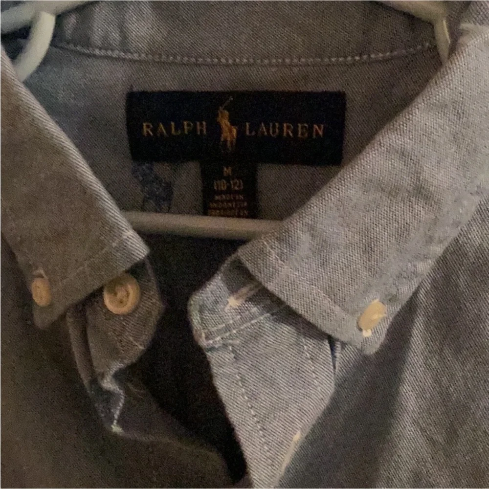 Ralph Lauren Blue Emblem Button Down Shirt Medium (10-12) Boys